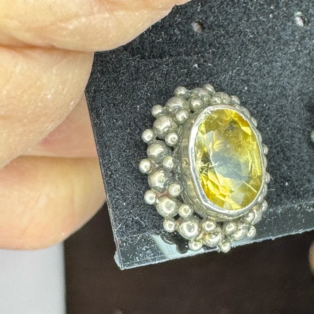 925 Citrine Popcorn Stud Earrings
